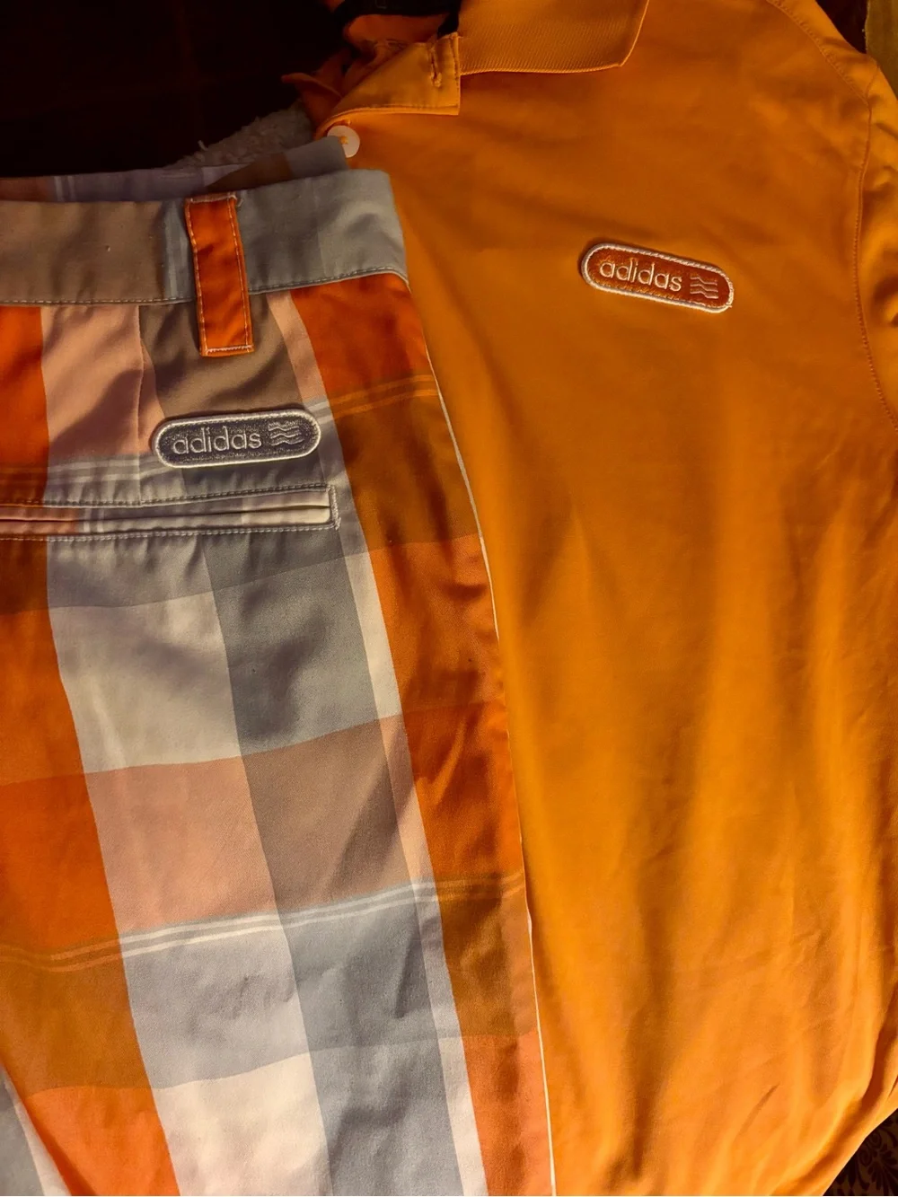 adidas Orange, gray & white Plaid Men's matching set - Picture 4 of 9